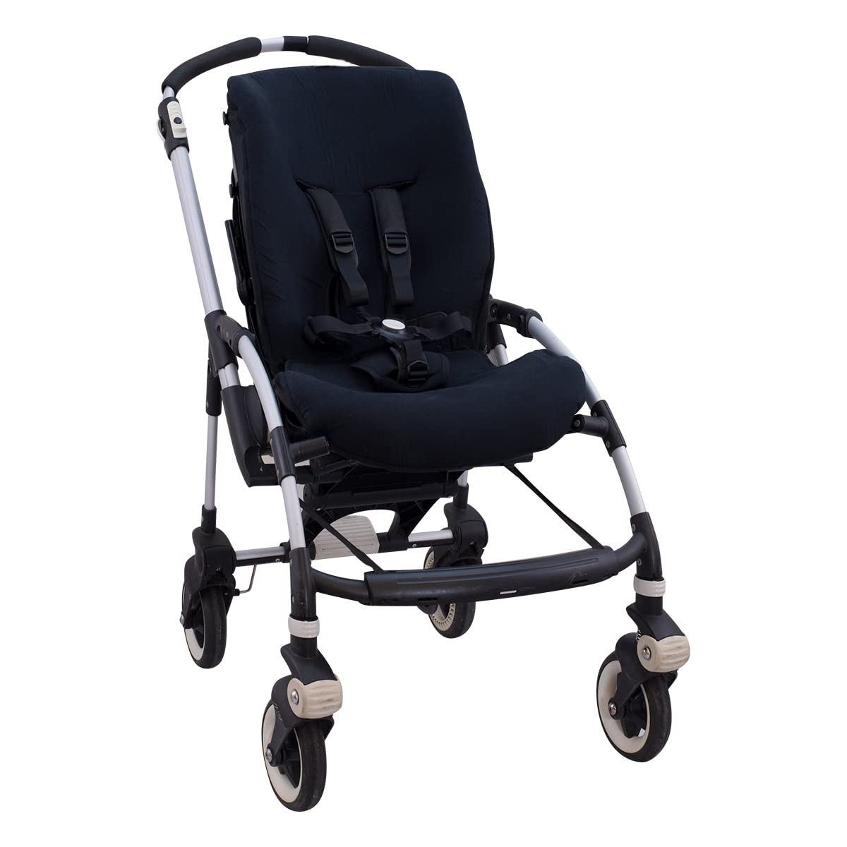 JYOKO KIDS colchoneta para silla de paseo y cochecito de bebé compatible con Bugaboo Bee 3, Bee Plus, Bee 5, elaborada en tejido de algodón + espuma y técnico transpirable (Black Series)