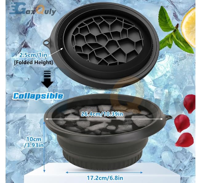 GaxQuly Collapsible Ice Facial Bowl Cold Plunge for Face Ice Bath with Built-in Icetray | Facial Ice Therapy for Acne Relief and Pore Shrinking, Combo Set, Cold Therapy for Home, Travel & Parties 3