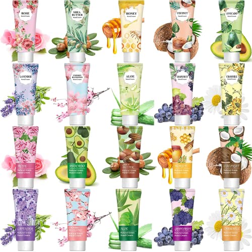 20 Pack Hand Lotion Gifts for Christmas Stocking Stuffers,Moisturizing Hand Care Plant Fragrance Hand Cream Lotion For Dry Hands,Natural Mini Travel Size Hand Lotion With Shea Butter,Aloe,Vitamin E for Bridesmaid Gifts Christmas Gifts Valentines Gift