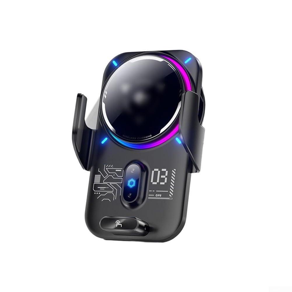 Supporto per telefono da auto, caricatore wireless da 25 W, supporto a semiconduttore attivo di raffreddamento sicuro per presa d'aria per telefono 12-15 S23 S24 Pixel e telefoni (nero 25 W)