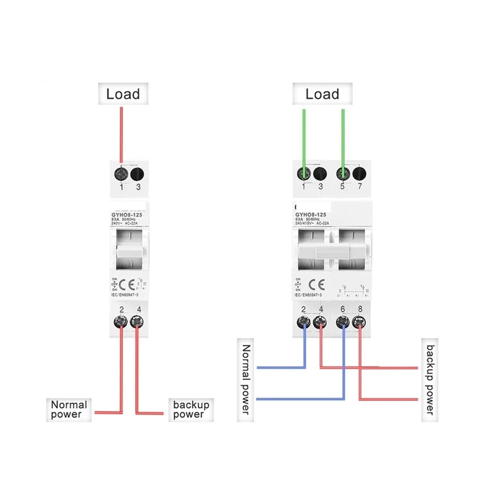 1P 2P 3P 4P 40A 63A 100A 125A Disyuntor de enclavamiento AC Din Rail Interruptor de transferencia manual(2P,100A)