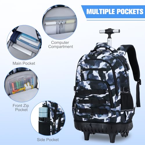 ACESAK 3PCS Camo Rolling Backpack for Boys with Lunch Box Pencil Case by ACESAK - Used condition - Image 3