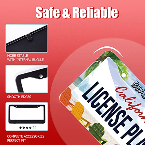 Personalise Beach Please Hawaii Summer License Plate Frames Metal Car Universal Accessories Stainless Steel License Plate Cars Decor Screw Caps Fits Standard Us Vehicles Size 12.2 X 6Inch Men Women #TOP1