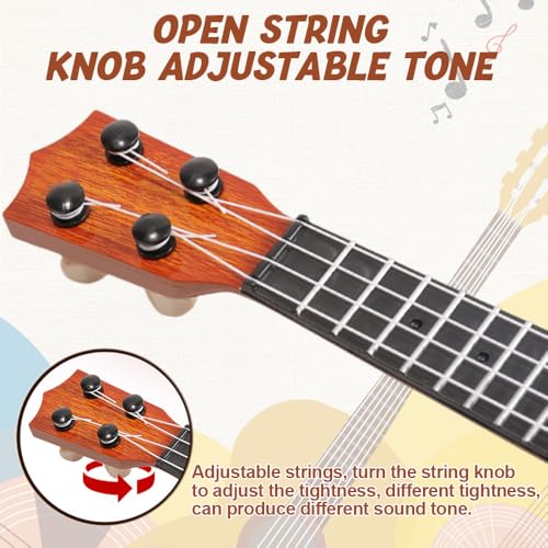 KUWUNG Kindergitarre Spielzeug, 38cm Ukulele Kinder mit 4 Verstellbaren Saiten, Kinder Gitarre Musiklernspielzeug für Kleinkinder, Anfänger