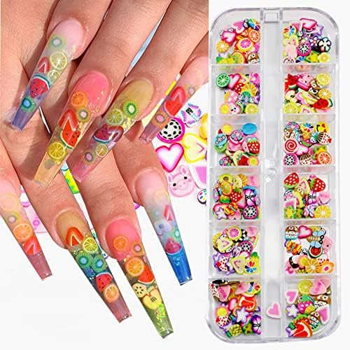 3D Fruit Nail Art Slices,Fruit Clay Flakes Nail Charms Color Bana...