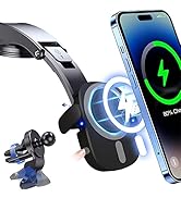 IDOLCO [2023 Upgraded] Magnetic Wireless Car Mount Charger Auto-Clamping 15W Fast Charging Mag-Sa...