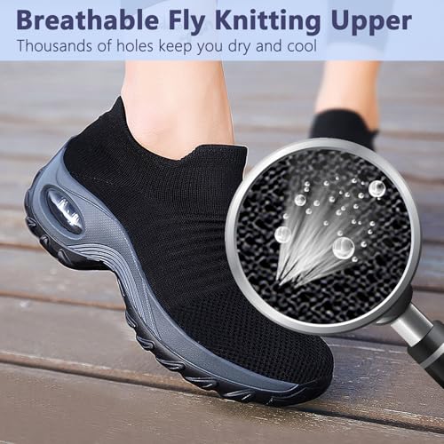 Image of Non Slip Work Shoes Women, Slip On Sneakers Women,Work Shoes Walking Gym Nurse Mesh Casual Fashion Sneakers Comfort Breathable Lightweight