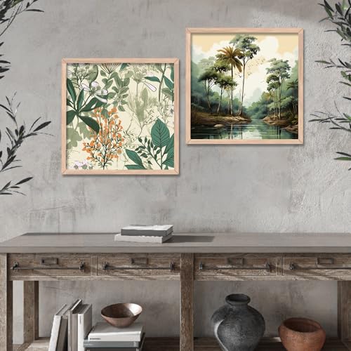 Image of kotart Painting for Wall Decoration - Wild theme wall art Painting for Living Room Bedroom Office Room Decor - Premium Digital Paintings with Frame for Home Decoration - Set of 2 Multicolor paintings (F)