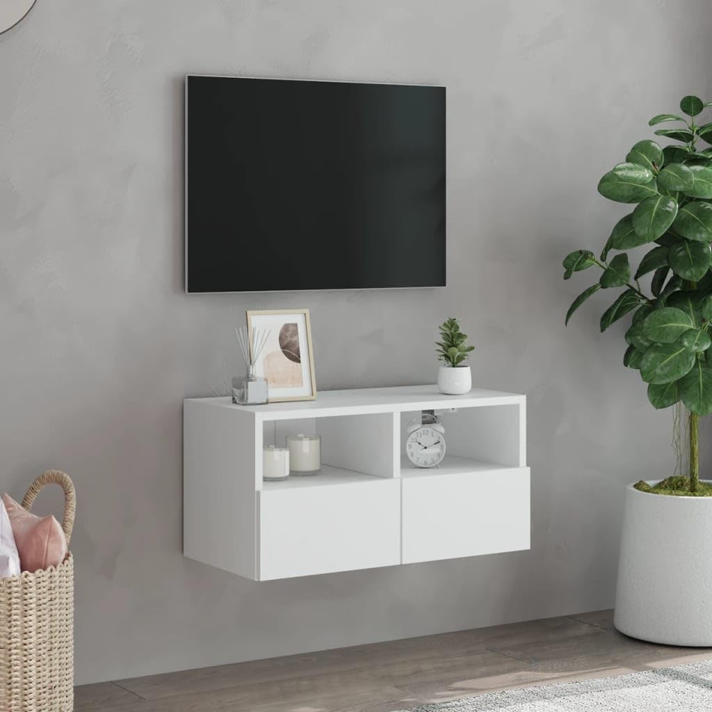Mobile TV a parete bianco 60x30x30 cm legno Cosite design moderno spazio-cantare Sto per soggiorno facile montaggio Slish Home Fur