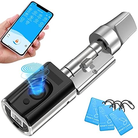 WELOCK Fingerabdruck Schloss Haustür, IP65 Wasserdichtes Schloss mit Fingerabdruck, Türschloss Fingerabdruck Unterstützt RFID-Karte, Wifi und Bluetooth, Geeignet für Türen von 30-70 mm Cover