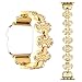 Produktbild Qianyou Für Apple Watch Armband 42mm Edelstahl, Bling Ersatz Uhrenarmband Edelstahl Metall Armband Armbänder mit Abnehmbar Glied Kompatibel für Apple Watch Series 3 2 1,Sport,Oval-Gold