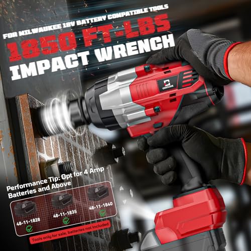 Cordless Impact Wrench 3/4 inch Compatible with Milwaukee Battery, Cerycose1850ft-lbs (2500N.m) Brushless Electric Impact Gun, High Torque Impact Driver, Bare Tool Only,Heavy-Duty Automotive