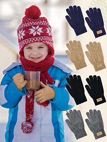Fleece Kids Gloves - Warm Full Fingers Toddler Baby Mittens for Boys & Girls, 6-10 Years2