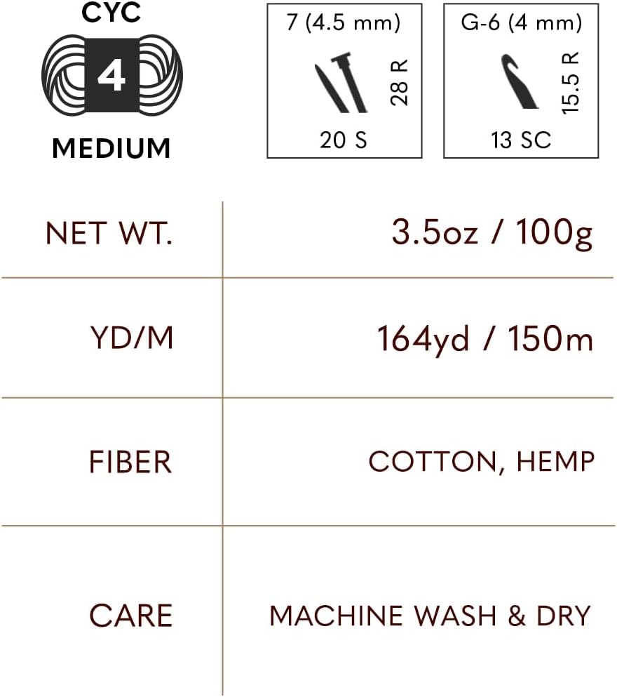 Lion Brand Yarn Cotton Hemp, Soft, Durable Yarn for Crochet and Knitting, 3 Pack, Teal