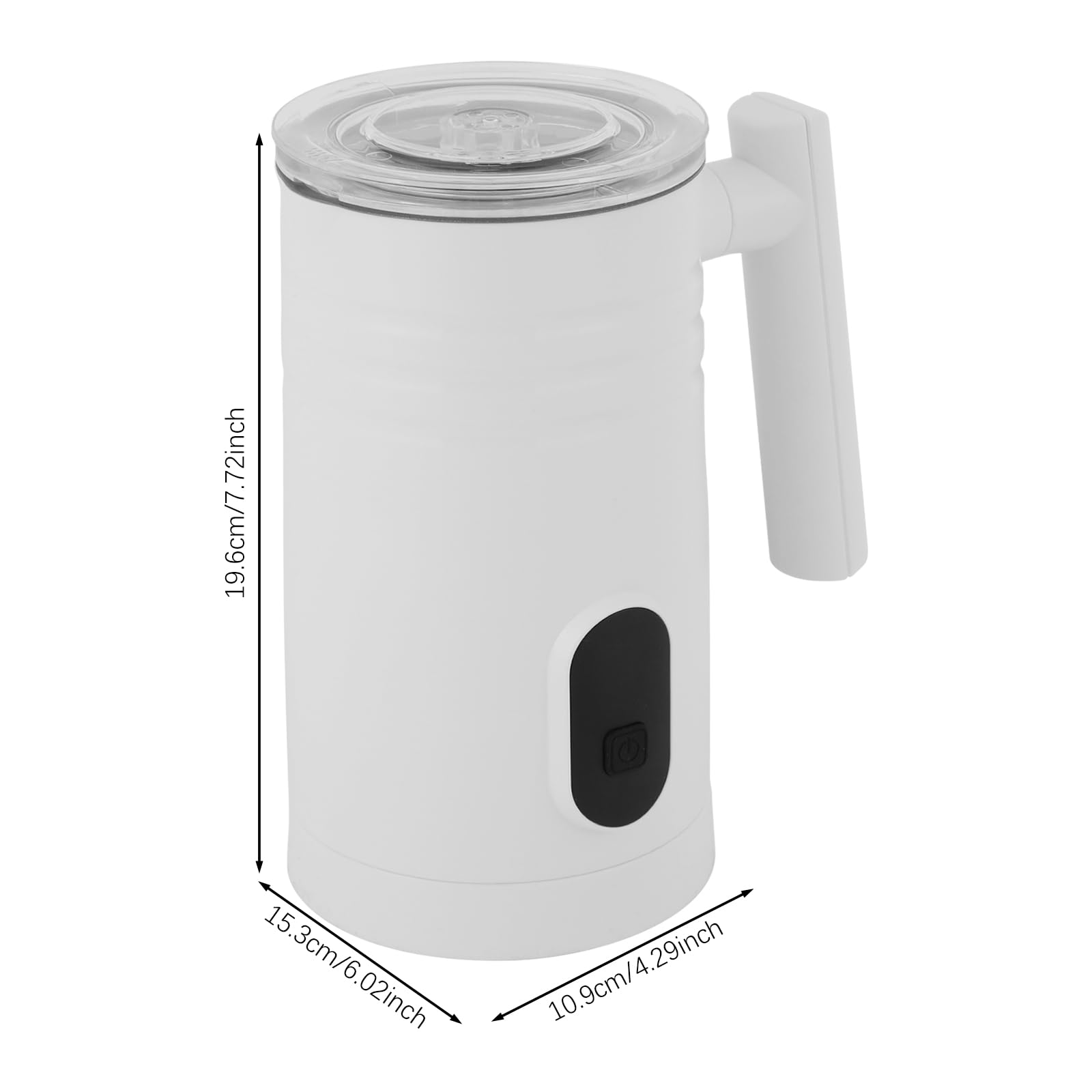 Elektryczny spieniacz do mleka, 350 ml, 4 w 1, do ciepłej i zimnej pianki mlecznej, automatyczne wyłączanie, spieniacz do latte macchiato, cappuccino (biały)