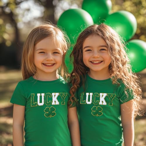 Toddler Boy Girl St Patrick's Day T-Shirt Lucky Shamrock Tees Chenille Patch Irish Tops2