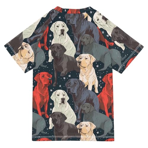ALAZA Kids Rash Guard Girls Boys Toddler Swim Shirts Short Sleeve Dog Colorful UPF 50+ 3T2