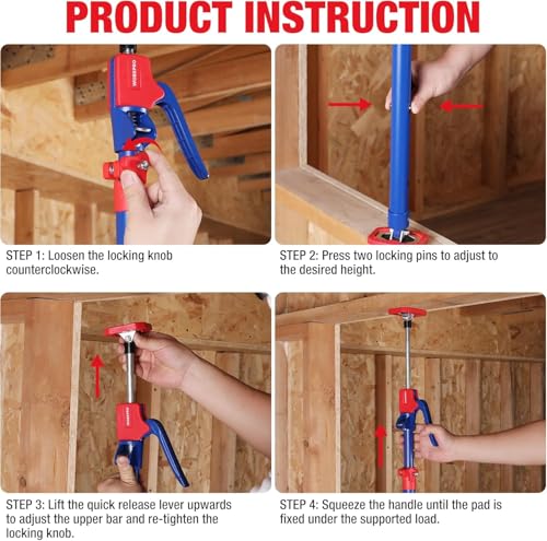 Image of WORKPRO Cabinet Jacks, 23-5 /8 inch to 45-1 /4 inch Adjustable Support Pole, 4-Pack