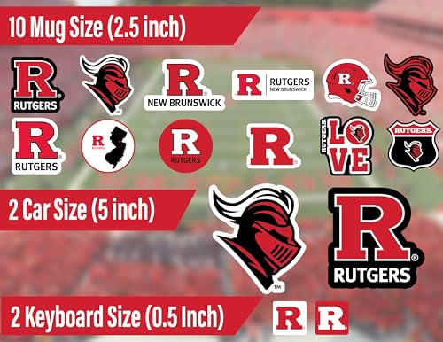 Image of Rutgers Sticker Sticker Variety Pack for Car Water Bottle Phone 14 Pc Gift