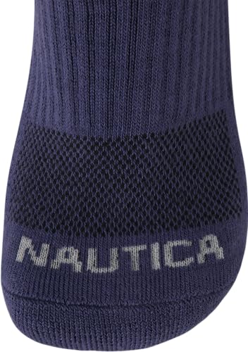 Image of Nautica Womens Quarter Socks Moisture Wicking Cushioned Socks, 12 Pack | Stretch Performance Dri-Motion Fabric, Cushioned with Arch Support, Breathable Mesh Panels, Quarter Cut, Shoe Size 4-10