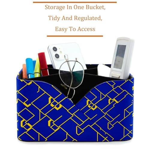 Porte-stylos rectangulaire bleu géométrique pour bureau - 3