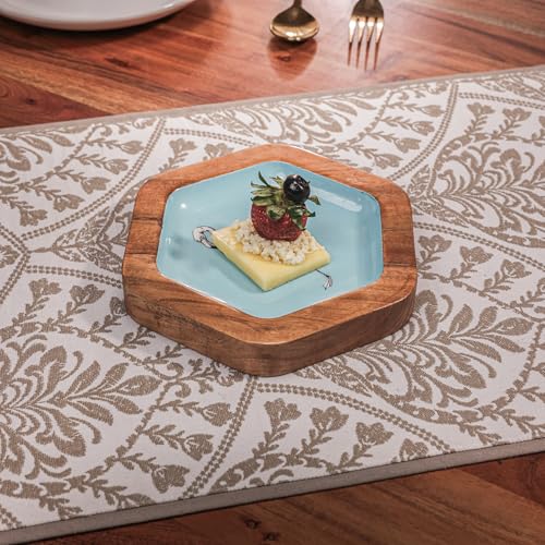 Image of Pentingo Serving Platter | Pentagon Shape Flamingo Design Platter | Multipurpose Platter for Snacks, Fruits & Desserts, Premium Table Decor for Dining & Kitchen
