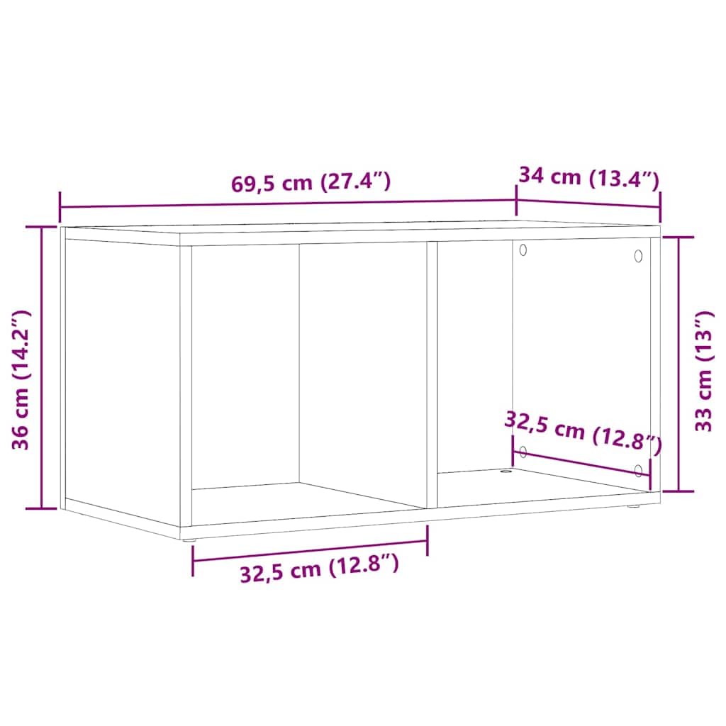 vidaXL Aufbewahrungstruhe Altholz-Optik 69,5x34x36 cm Holzwerkstoff, Aufbewahrungstruhe, Plattenspielereinheit, Plattenspielerständer mit Aufbewahrung