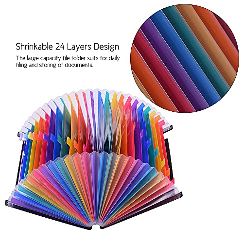 Kiboule 24 Bolsos File Folder Organizer Expansão File Folder Rainbow Color Tamanho Acordeão A4 Com G