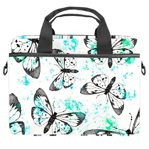Housse ordinateur 13.3-14.5 pouces antichoc à bandoulière motif papillon multicolore