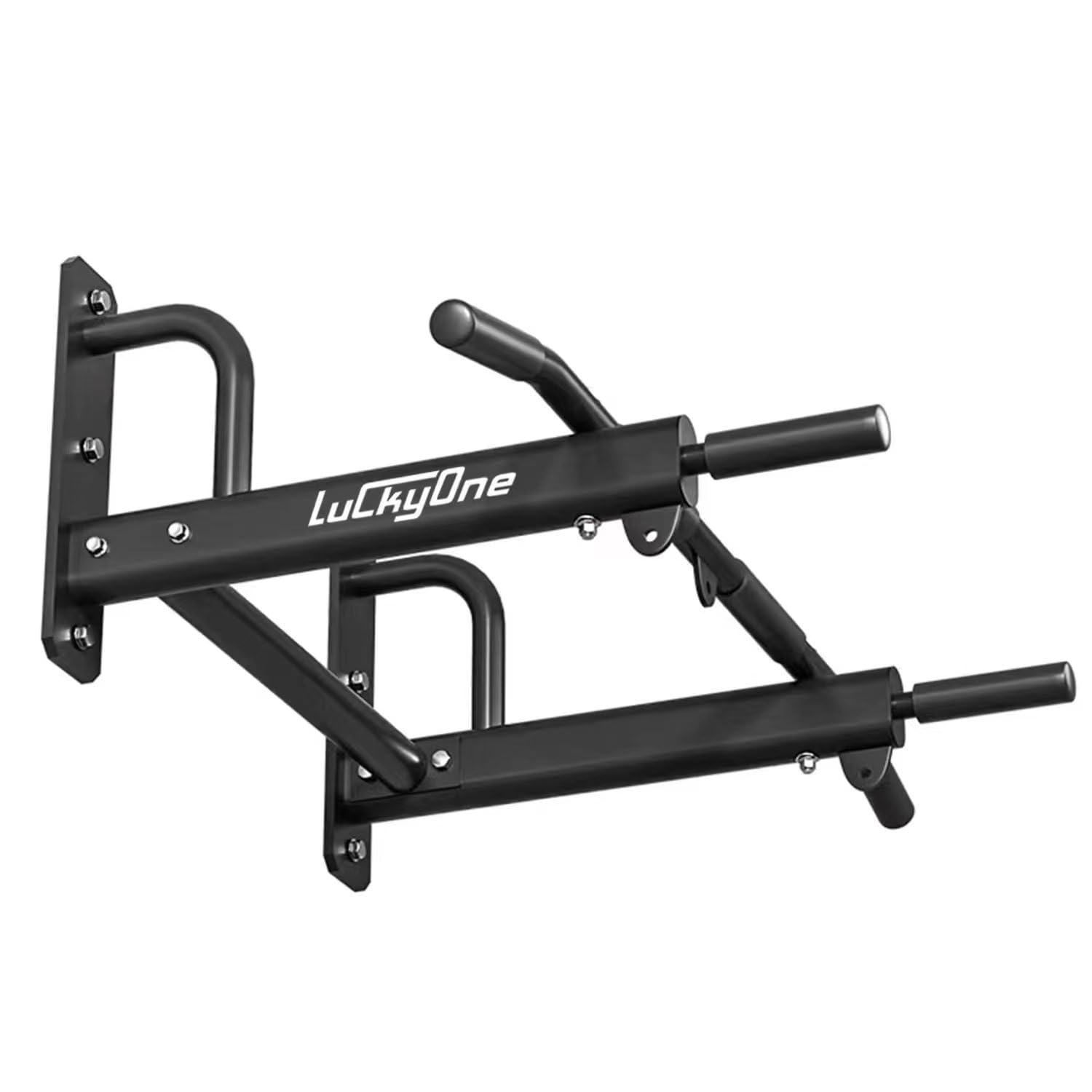 Luckyone Klimmzugstange Wandmontage, 3 Ösen für TRX & Boxsack 6 rutschfeste Griffe, extrem stabil, unzählige Pull Up Übungen, bis 200 kg