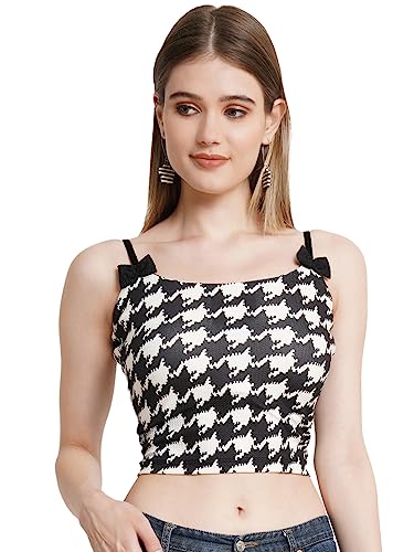 Image of POPWINGS Casual Printed Bow Strap Crop Top for Women || Sleeveless Summer Crop Tops for Women || Stylish Trendy Crop Tops for Women