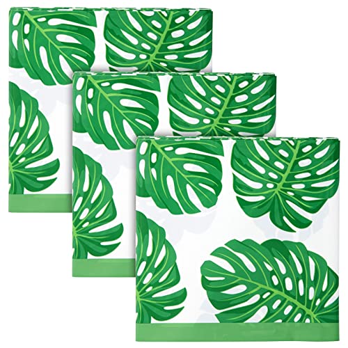 Image of BLUE PANDA Tropical Leaves Tablecloths - 3 Pack, 54 x 108 in, Green /White Plastic - Baby Shower Tablecloth for Luau Party Decoration & Safari Decoration