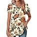 Womens Casual Tops Short Sleeve Floral Print Pullover Blouse T-Shirt Petal Sleeve Blouse Elegant Dressy Workout Shirt