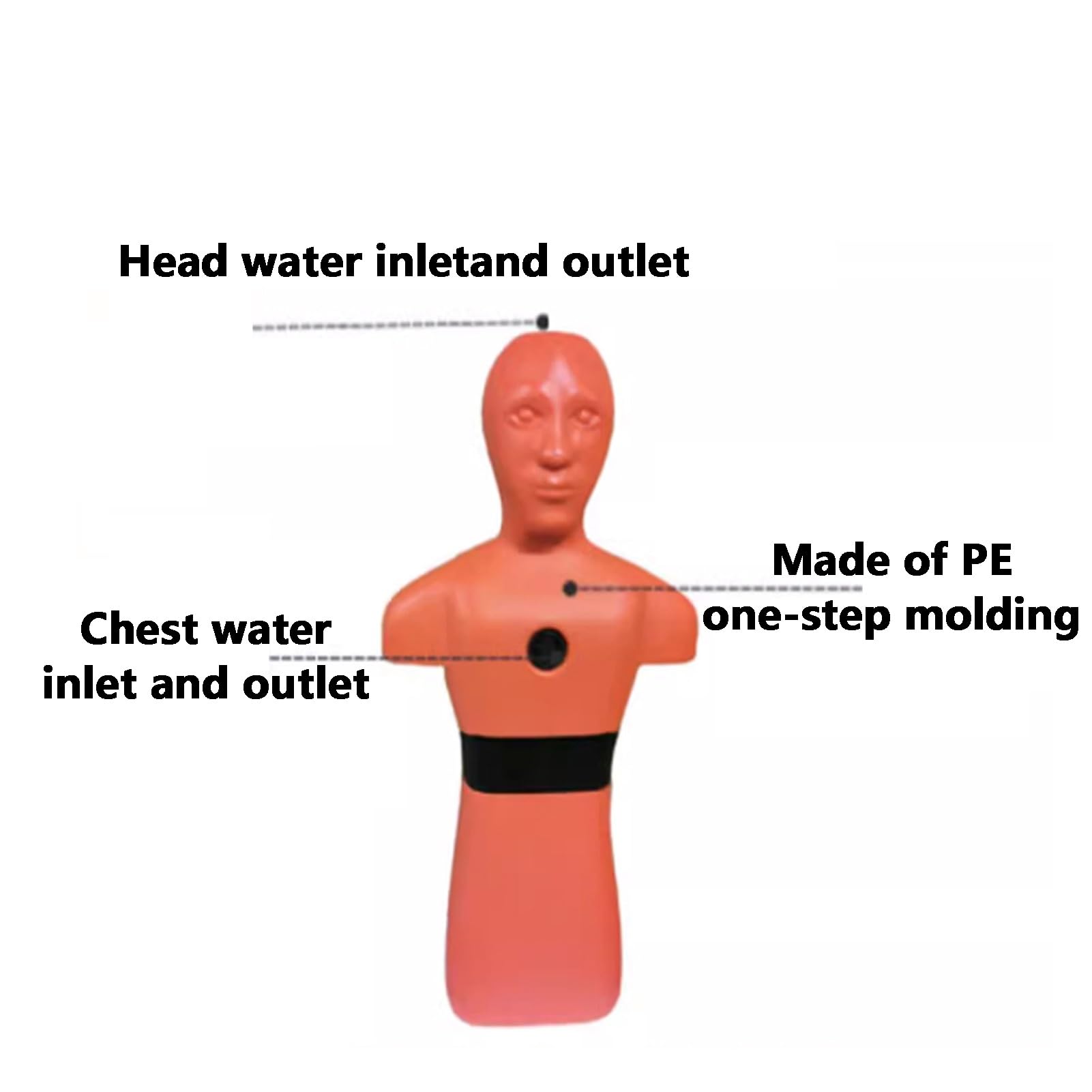 Maniquí de entrenamiento acuático para socorristas, maniquí de piscina con drenaje rápido y 3 agujeros de inyección de agua para adolescentes y adultos