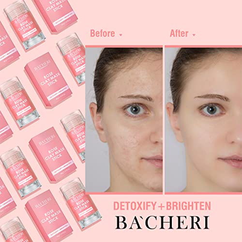 Bacheri Rose Clay Mask Stick, Pink Clay Mask With Rose Extract, Rose Facial Mask For Glowing Skin thumb #3