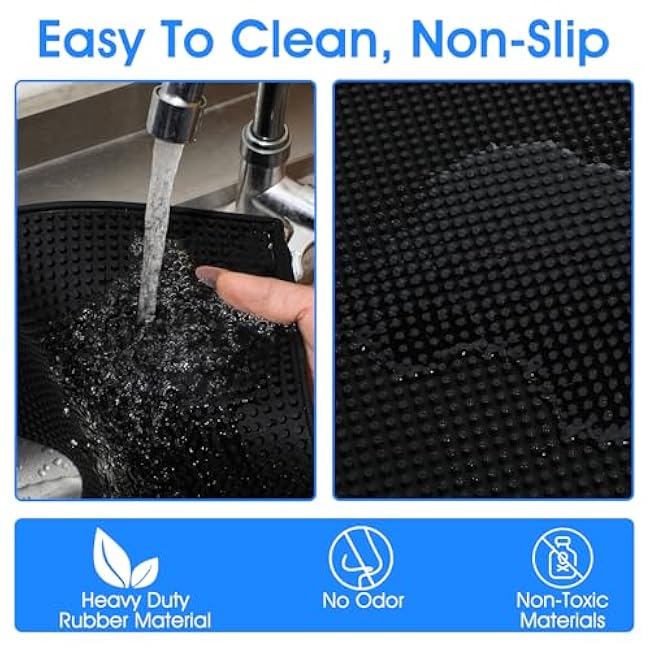 cobee Coffee Bar Mat 18x12Inch,6Pcs Silicone mats for Kitchen Counter,Service Spill Non Slip Thick Rubber Drying Mat for Glasses Countertop