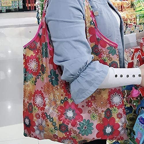 JQKA Pratiche borse per la spesa riutilizzabili borsa quadrata floreale pieghevole ambientale per donne ragazze borsa a tracolla grande - poliestere solido (colore: colore 12) - Image 4