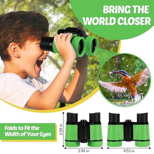 Binoculars for Kids, Kids Binoculars Toys for 3 4 5 6 7 8 Years Boys and Girls, Set with Magnifying Glass & Compass - Birthday Gifts Outdoor Toy for Kid Ages 3-8 Toddler Camping (Green) - Image 3