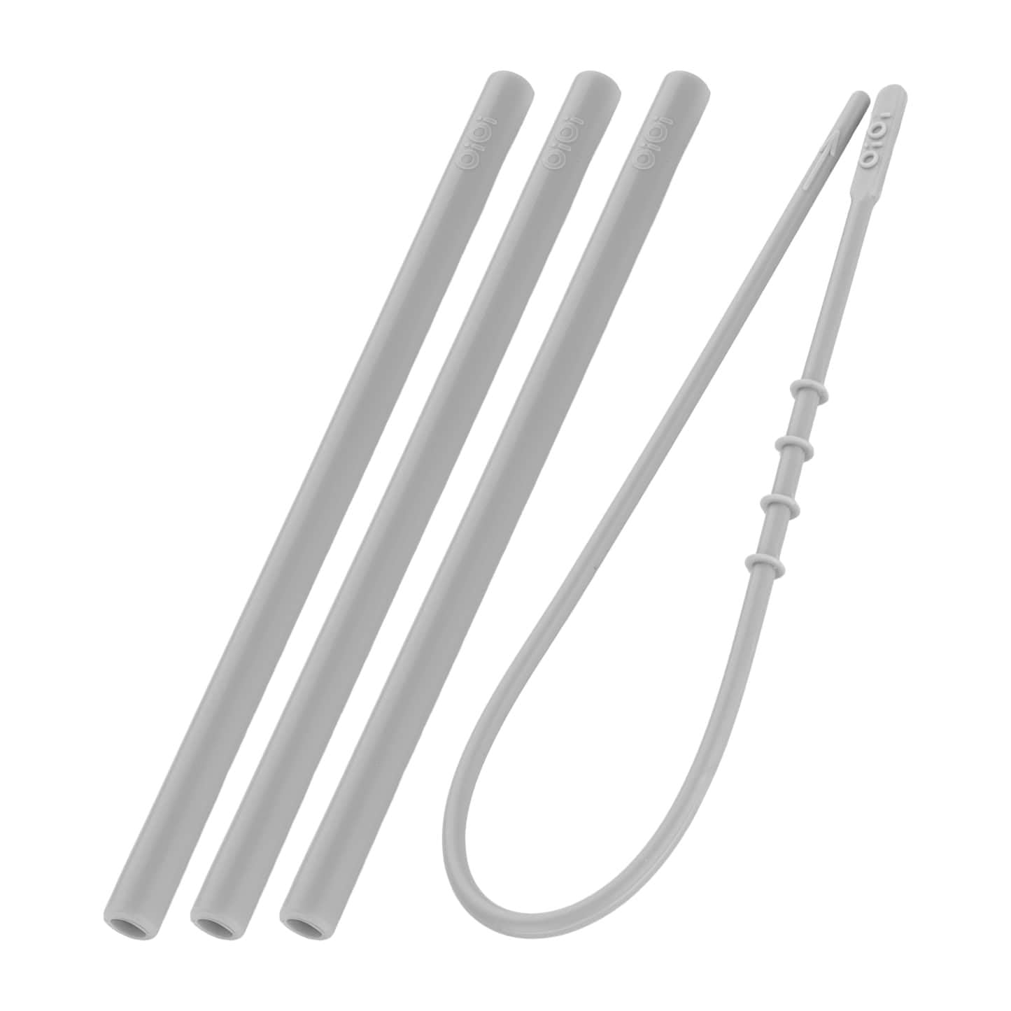 OiOi Silikon Pipet 3 lü & Tem.Fırçası - Powder Grey