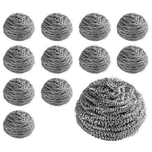 New Star Foodservice 54460 Extra Large (50 Grams) Stainless Steel Sponges Scrubbers, Set of 12