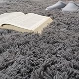Paco Home Hochflor Teppich Wohnzimmer rutschfest Fellteppich Shaggy Flauschig Weich Modern Kunstfell Fell Imitat Einfarbig, Grösse:140x200 cm, Farbe:Grau