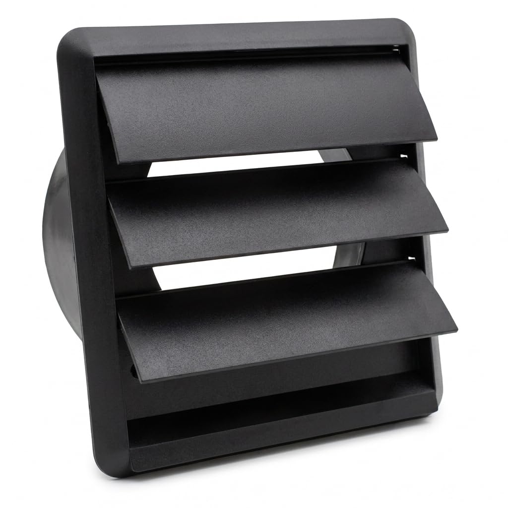 Kair Black 100mm Gravity Wall Vent Grille with Backdraught Shutters