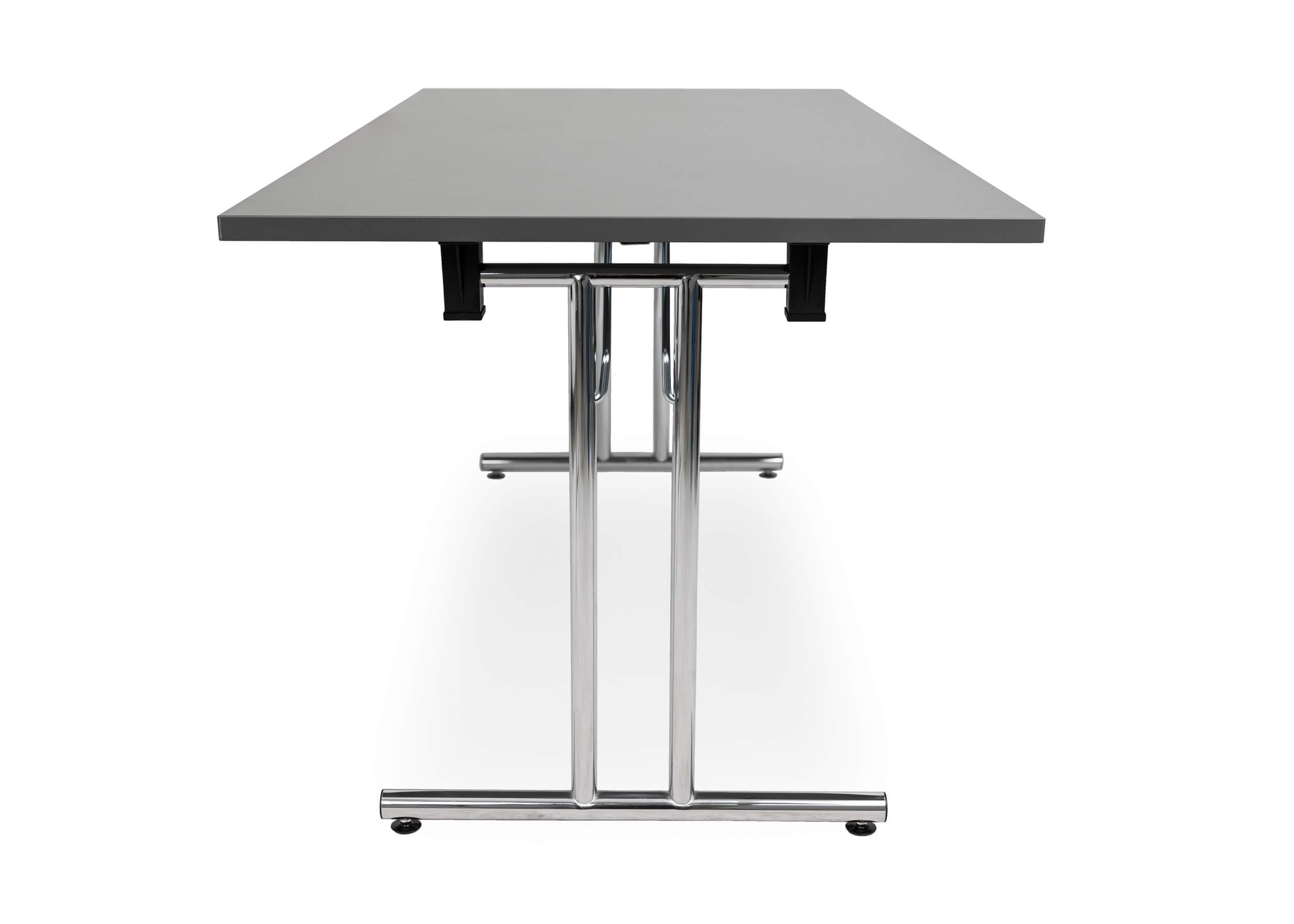 Besprechungstisch klappbar, Klapptisch Gestell Chrom gerader Fuß, Schreibtisch Maße 140x80 oder 160x80cm, Konferenztisch platzsparend stapelbar, hauseigene Fertigung (Anthrazit, 160 x 80 cm)