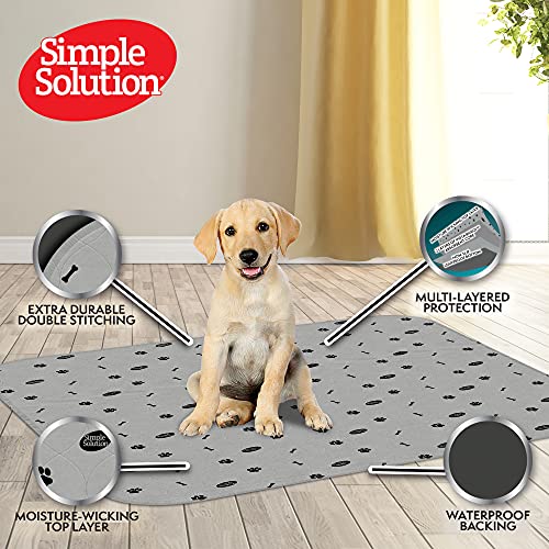 Image of Simple Solution Washable Training and Travel Dog Pads, Re-usable Pee Pad, Absorbent and Odour Controlling, Large Pack of 2 Grey