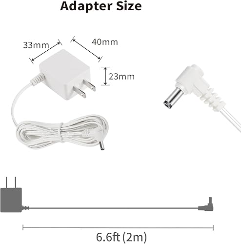 Miniatura 4 de Tonton Cargador de 5 V y 6.6 pies para monitor de cámara HelloBaby HB6550, HB65, HB50, HB40, HB6250, adaptador de cable de alimentación para monitor
