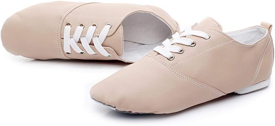 YKXLM Women's Leather Upper and Suede Split Sole Jazz Ballet Yoga Dance Shoes,Model TJDBPUFBJS