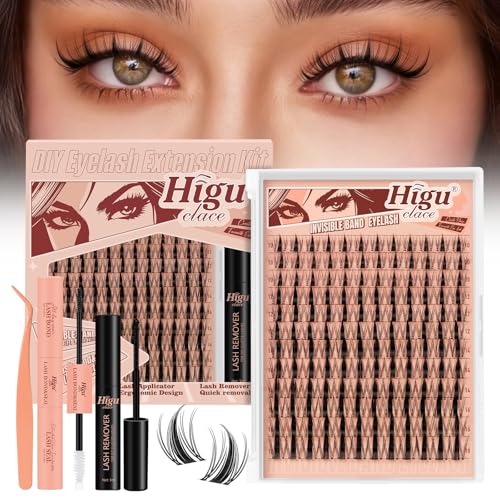 Higu clace Fairy-Lash-Clusters,144PCS Manga Lash-Clusters-Kit DIY Cluster Eyelash Extensions 10-18 mm, D Curl Lash Extension Kit with Lash Bond and Seal, Tweezers and Remover(Fairy-Kit-144pcs)