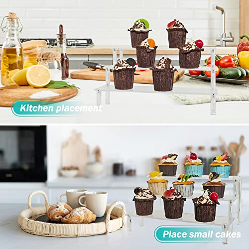 M-Sorflly Acrylic Display Risers,Clear Shelf 3 Tier Cupcake Display Stand Steps For Food Desserts Stand Perfume Organizer Funko Pop Collections，Small Mini Display Stand For Organizer And Decoration(12 X 8 X 6 Inch) #TOP4