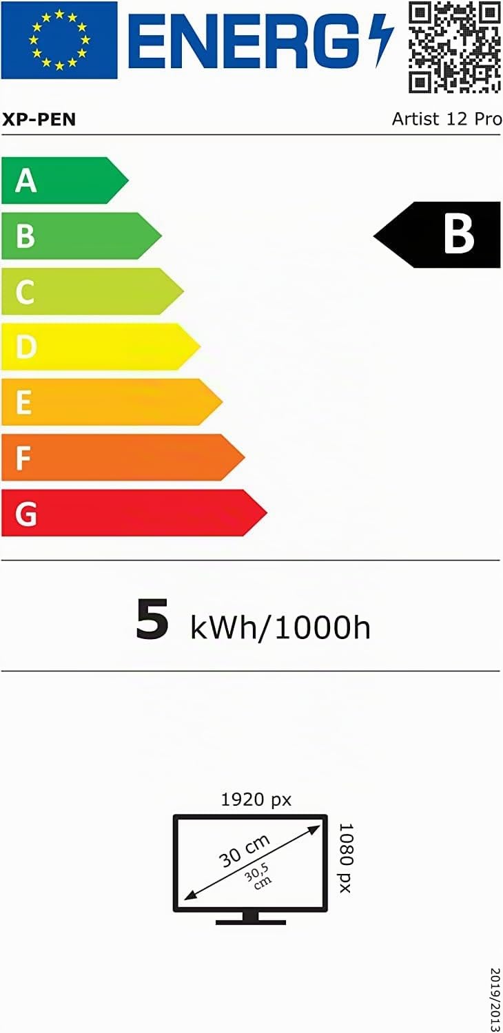 XPPen - Tablet grafico con schermo Artist 12 Pro, schermo completamente laminato da 11,6 pollici, 8 tasti di scelta rapida Pennino senza batteria a 8192 livelli con funzione Tilt a 60 °