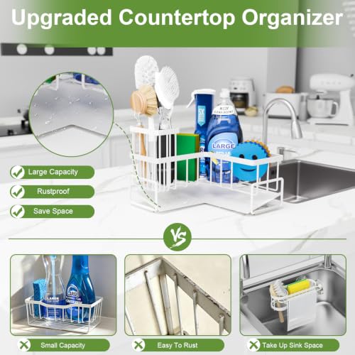 Image of Fikoksol Large Sponge Holder for Kitchen Sink, 90-Degree Sink Caddy Storage